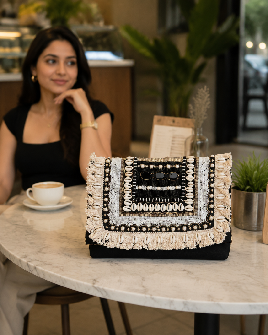 Maresse Black Boho Clutch Bag for Women