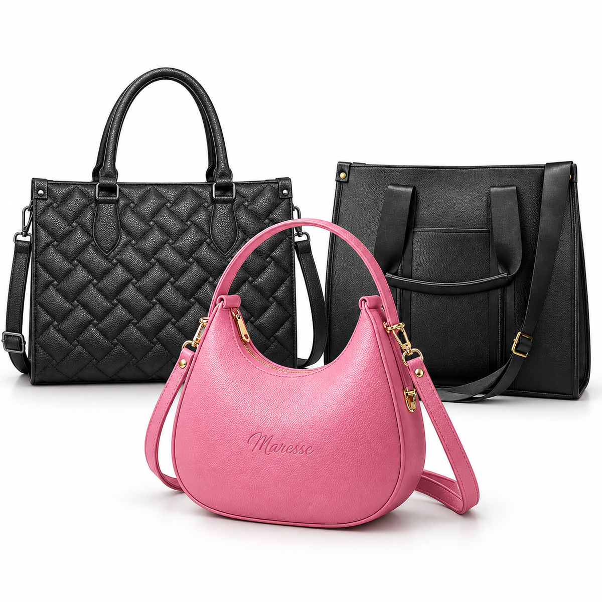 Maresse Faux Leather 2 Tote Bags for Women + FREE Hobo Bag