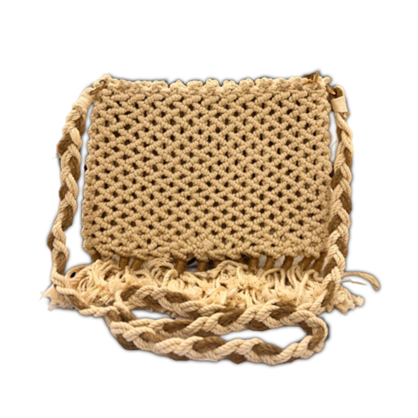 Handcrafted Macrame Crossbody Beige Bag for Women (VintageWeave)