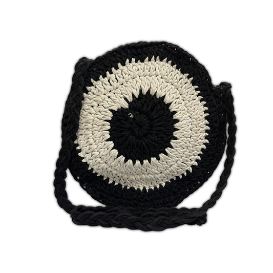 Hancrafted White Round Crochet Crossbody Bag for Women (ClassicOrbit)