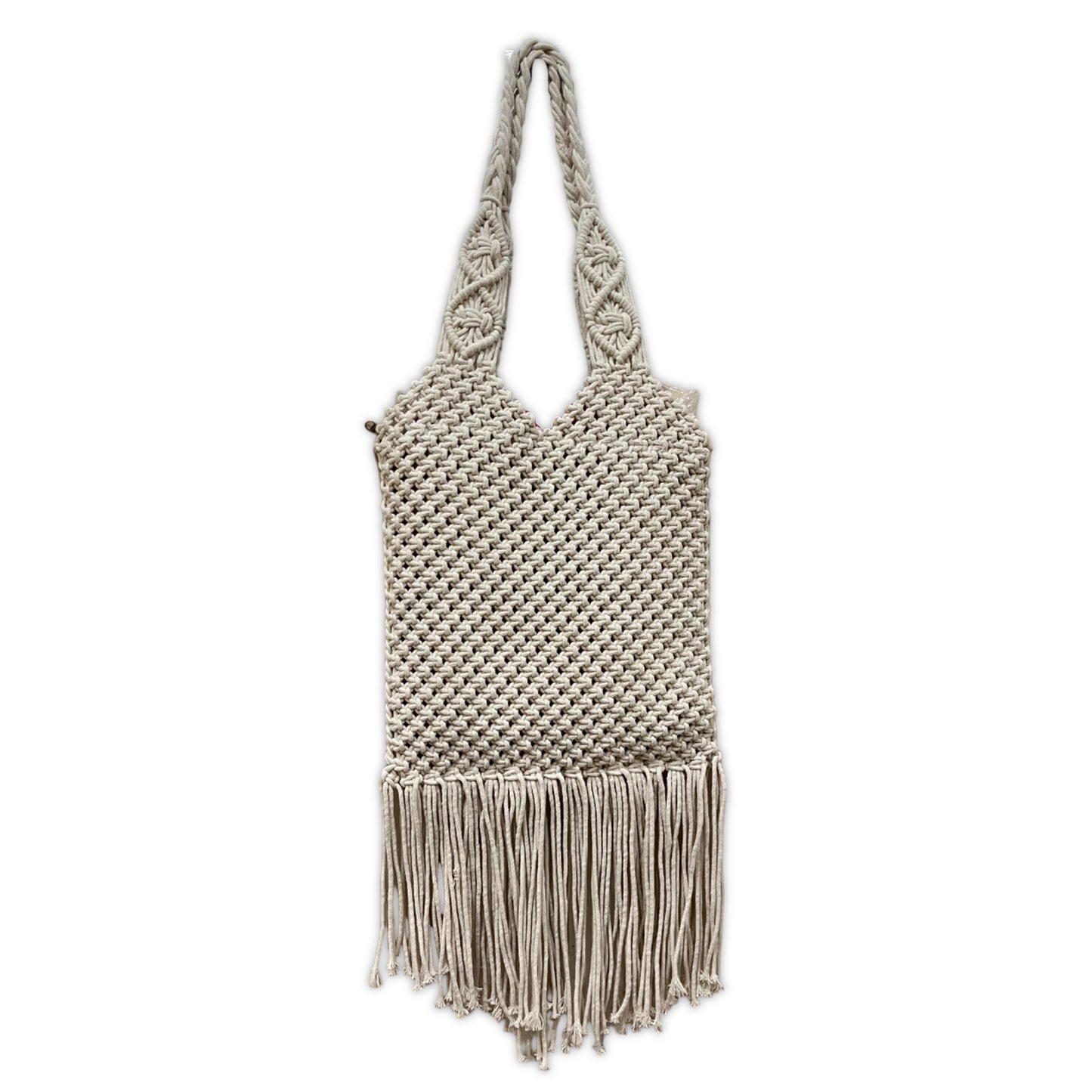 Handcrafted Macrame Tote Bag with Braided Handles for Women (WhiteBreeze)