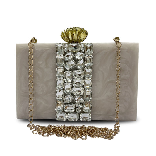 Handcrafted Resin Clutch with Embellished Stones for Women (Core)