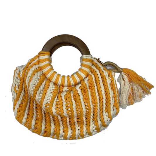 Hancrafted Orange Striped Macrame Purse for Women (CitrusBlend)