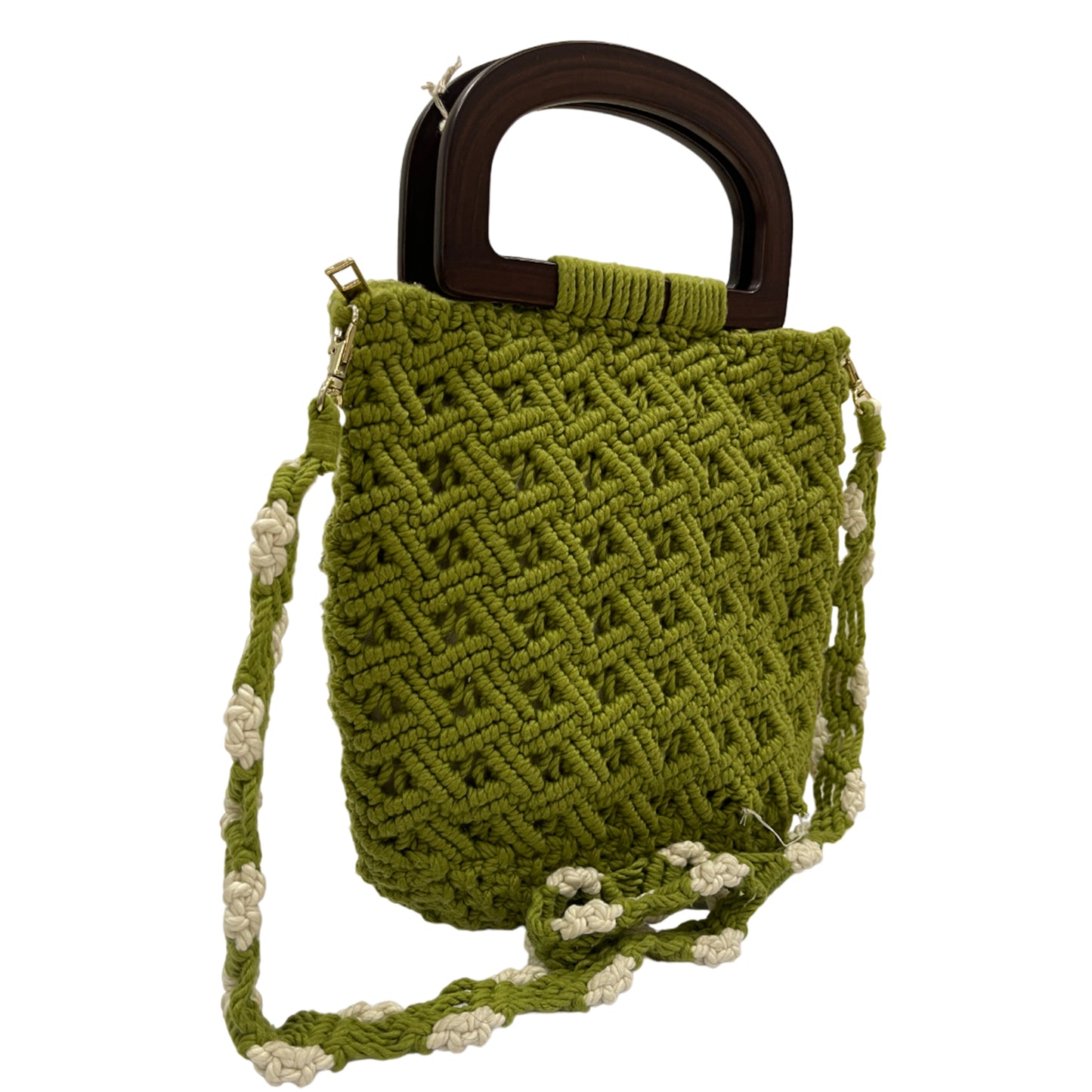 Handcrafted Green Macrame Tote Bag for Women (ChicGreen)