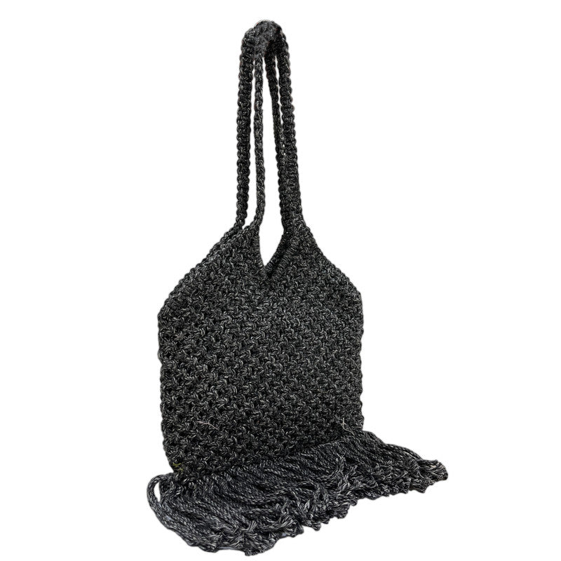 Handcrafted Black Macrame Shoulder Bag for Women (Shadow)