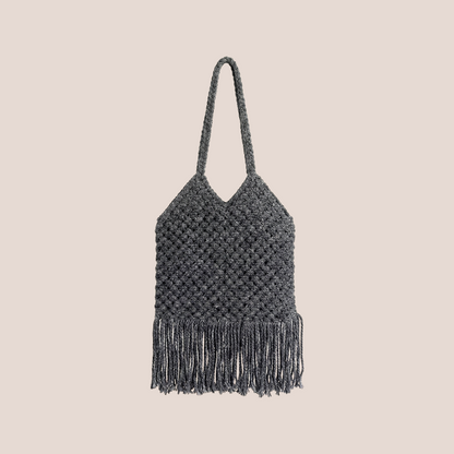 Handcrafted Black Macrame Shoulder Bag for Women (Shadow)
