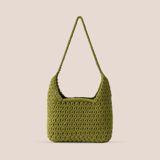 Handcrafted Olive Green Macrame Bag for Women (Forestique)