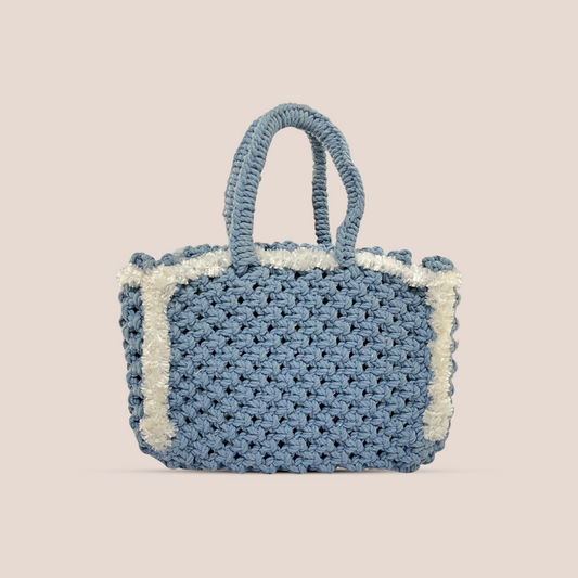 Maresse Handcrafted Bohemian Blue Crochet Bag with Tassel (Blue Wave)