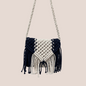 Handcrafted Macrame Blue & Cream Purse with Fringe (Seraph)