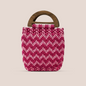 Handmade Pink  Macrame Purse with Wooden Handles (Roseweave)