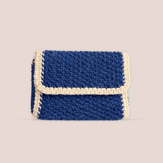 Handcrafted Blue Crochet Sling Bag(BlueLuxe)
