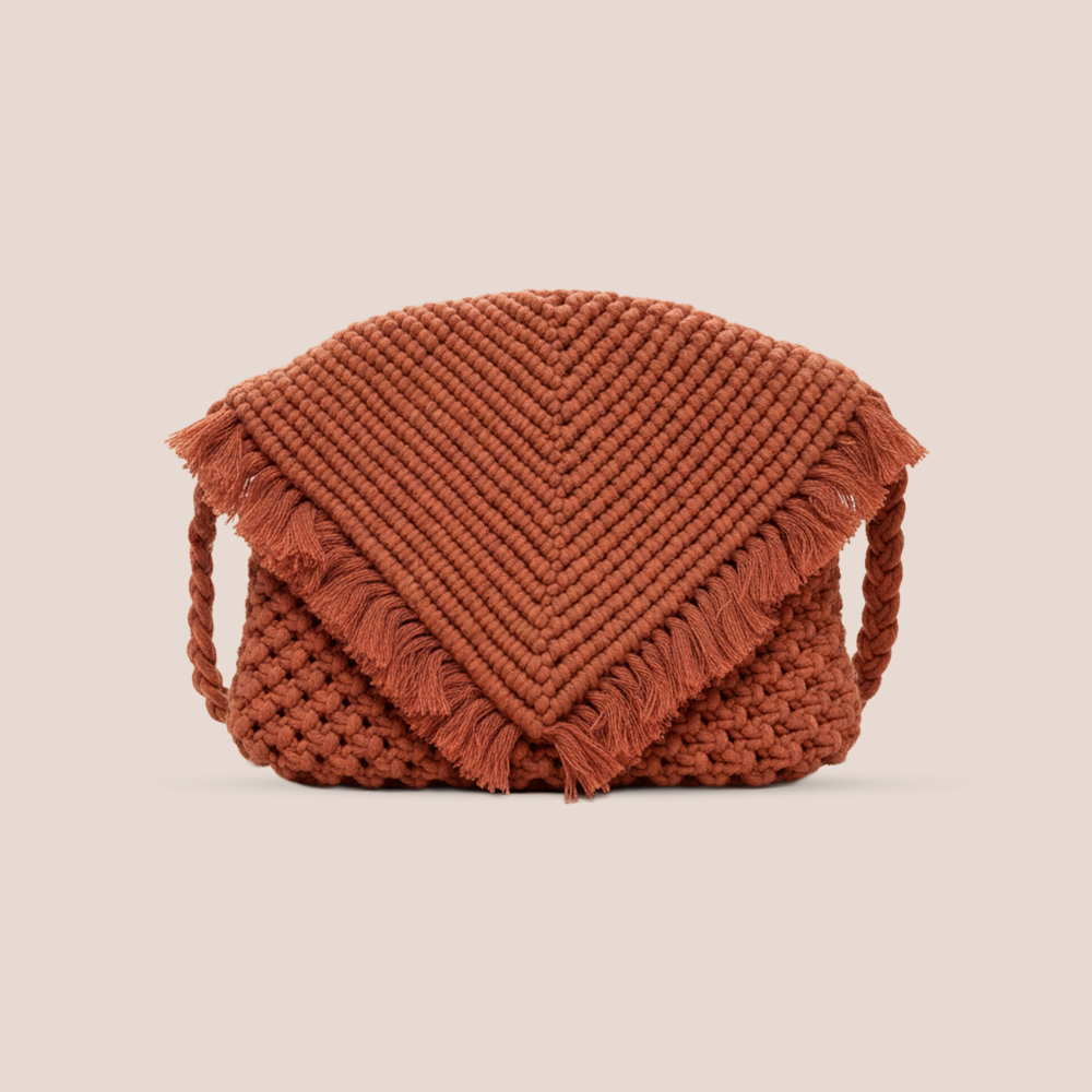 Handcrafted Crochet Macrame Bag with Tassel for Women (VinoCharm)