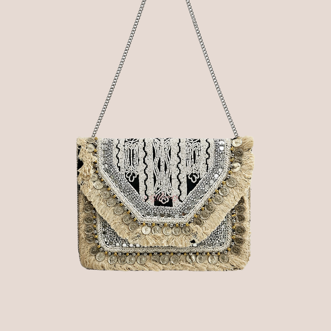 Women Ethnic Embellished Handmade Designer Pearlstone Boho Bag