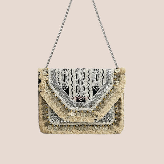 Women Ethnic Embellished Handmade Designer Pearlstone Boho Bag