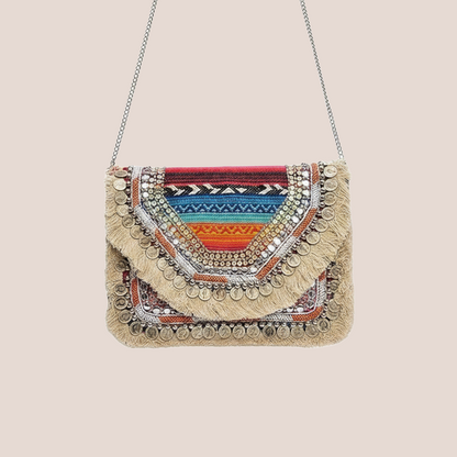 Women Ethnic Embellished Handmade Designer Boho Bag (Rainbow Riot)
