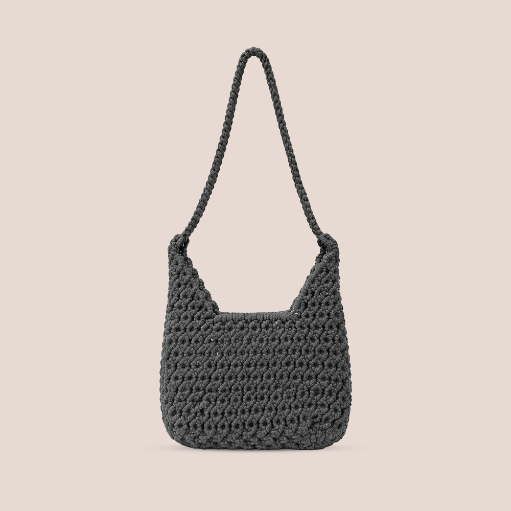 Handcrafted Macrame Grey Tote Bag(EcoLuxe)