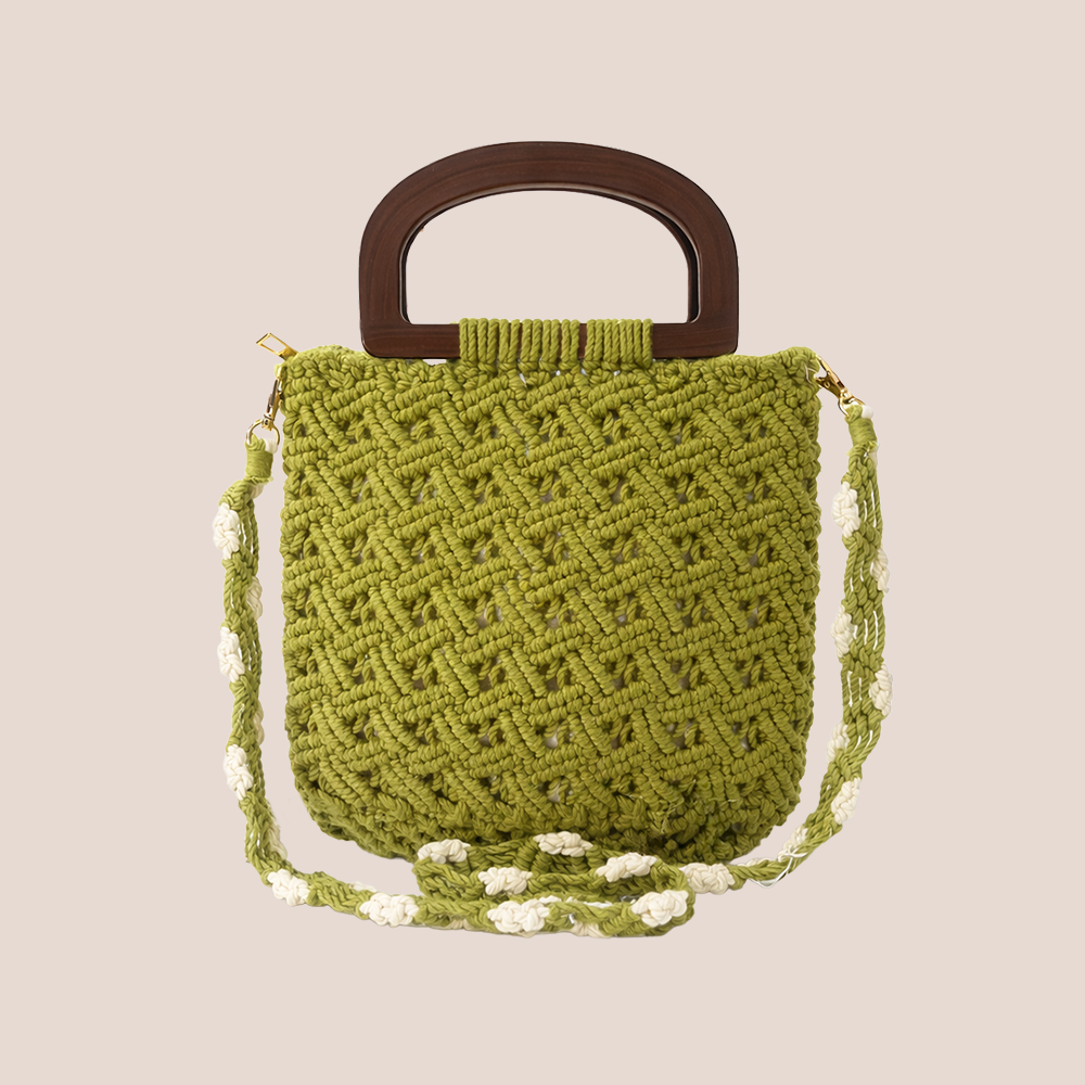 Handcrafted Green Macrame Tote (ChicGreen)