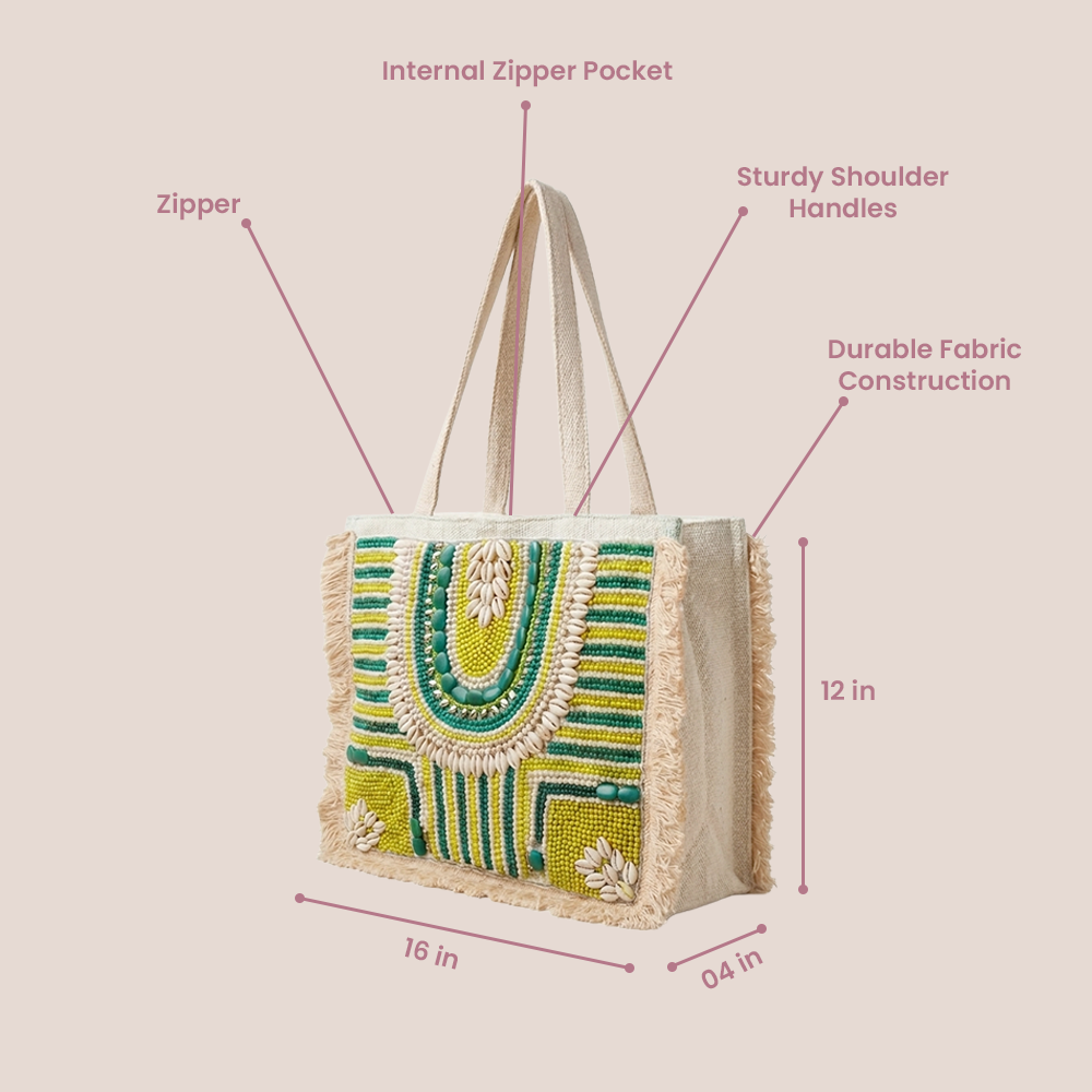 Maresse Boho Duo Bag Set – Beaded Tote & Macrame Sling