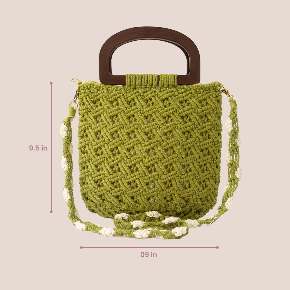 Handcrafted Green Macrame Tote (ChicGreen)