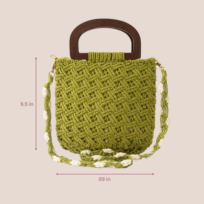 Handcrafted Green Macrame Tote (ChicGreen)