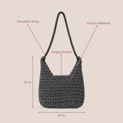 Handcrafted Macrame Grey Tote Bag(EcoLuxe)