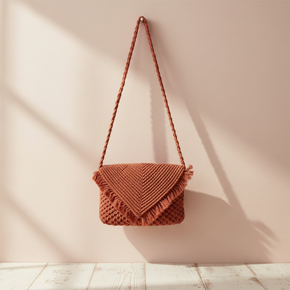 Handcrafted Crochet Macrame Bag with Tassel for Women (VinoCharm)