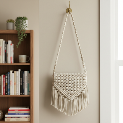 Handcrafted Macrame Bag with Braided Strap for Women (WovenEssence)