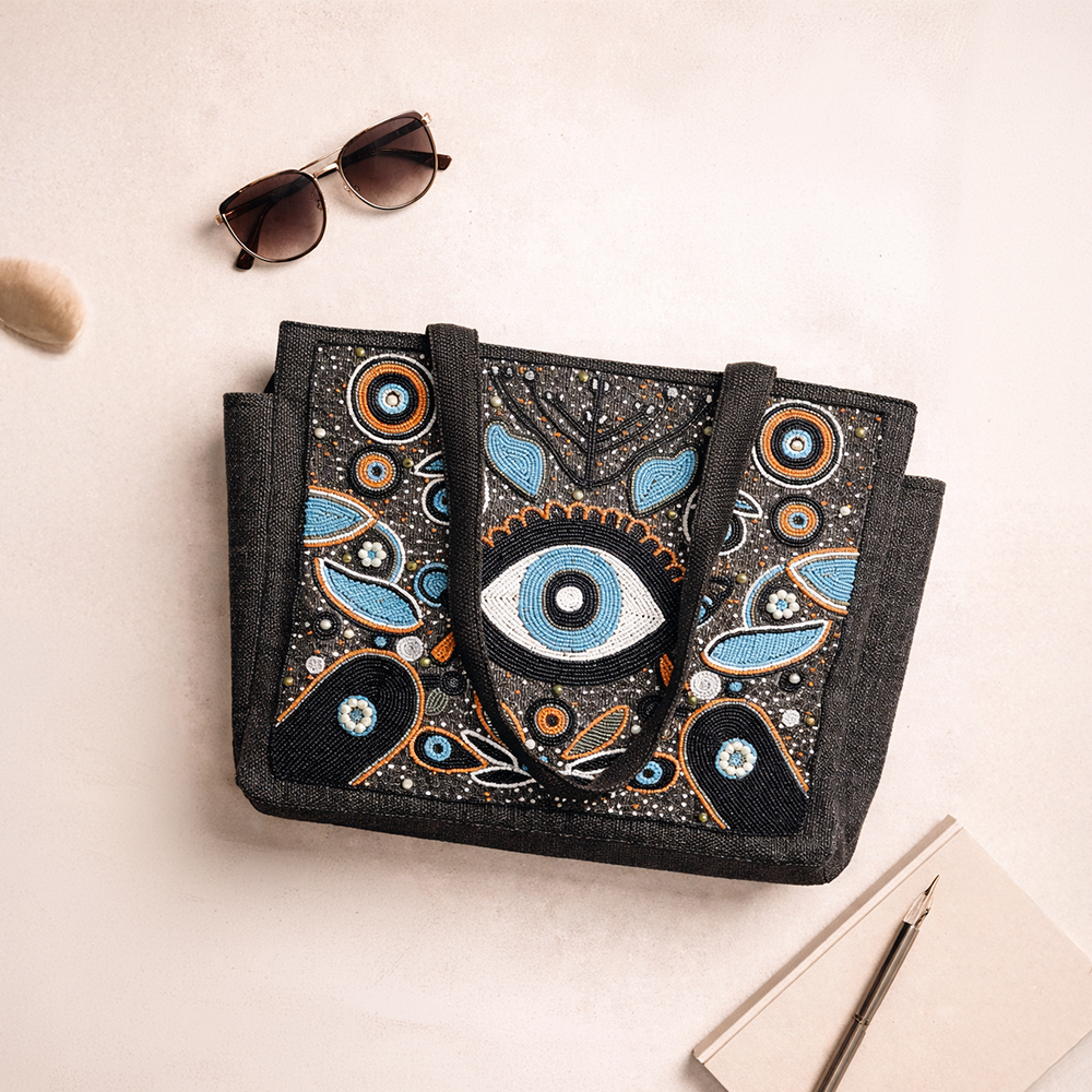 Stylish Combo Pack- Evil Eye Tote & Macrame Sling Set