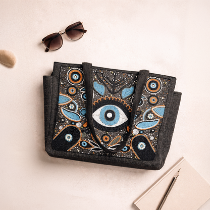 Stylish Combo Pack- Evil Eye Tote & Macrame Sling Set