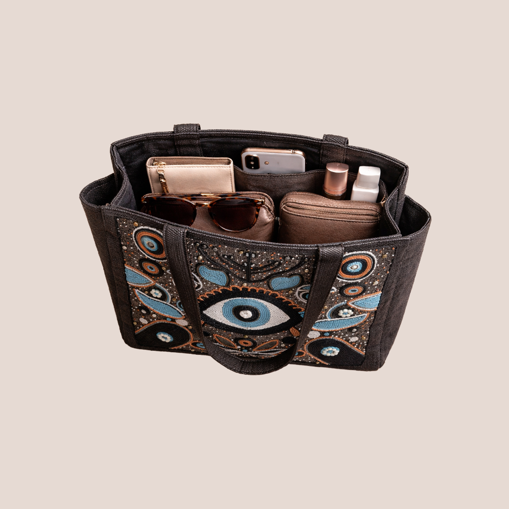 Stylish Combo Pack- Evil Eye Tote & Macrame Sling Set