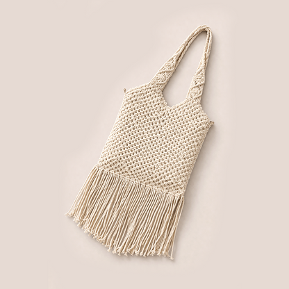 Handcrafted Macrame Tote Bag with Braided Handles for Women (WhiteBreeze)