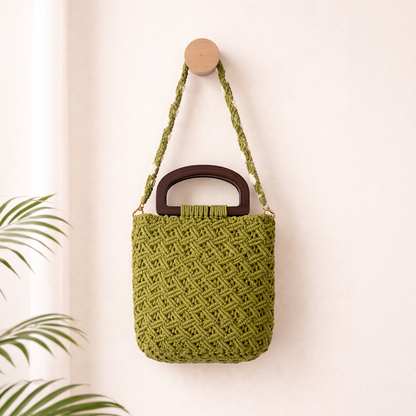 Handcrafted Green Macrame Tote (ChicGreen)
