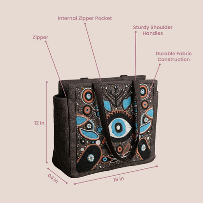 Stylish Combo Pack- Evil Eye Tote & Macrame Sling Set