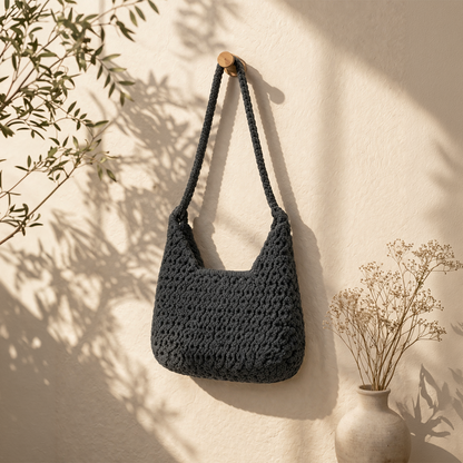 Handcrafted Macrame Grey Tote Bag(EcoLuxe)