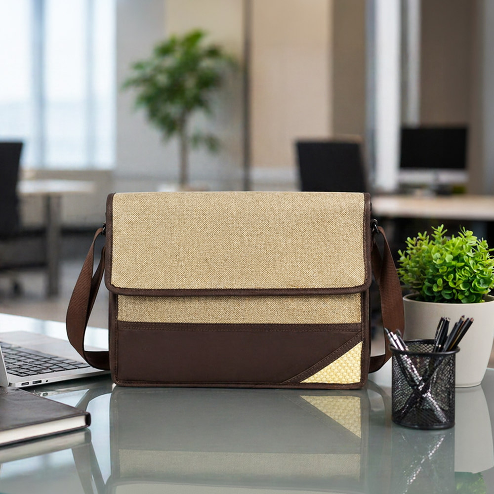Unisex Jute Laptop Bag – Brown & Handcrafted