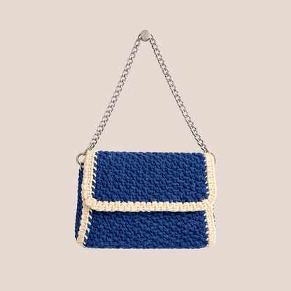 Handcrafted Blue Crochet Sling Bag(BlueLuxe)