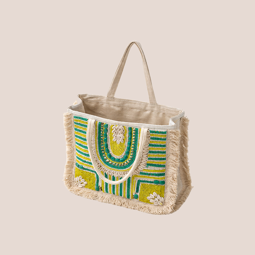 Maresse Boho Duo Bag Set – Beaded Tote & Macrame Sling