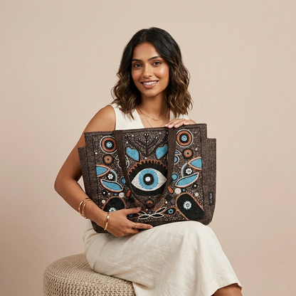 Stylish Combo Pack- Evil Eye Tote & Macrame Sling Set