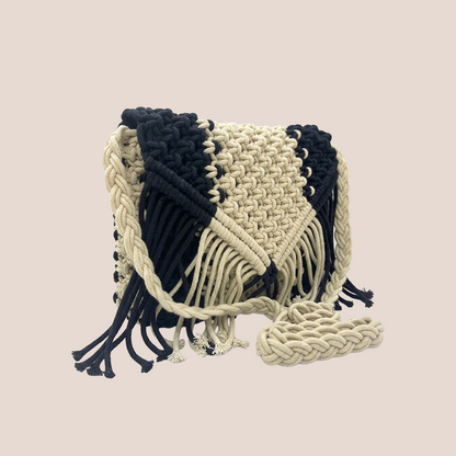 Handcrafted Boho Chic Combo- Maresse Evil Eye Boho Tote & Macrame Sling Bag