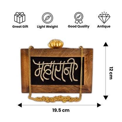 Maharani Wooden Embroidered Clutch -Ritual Edit