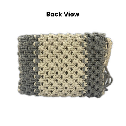 Handcrafted Macrame Grey Sling Bag for Women (Mistletoe)