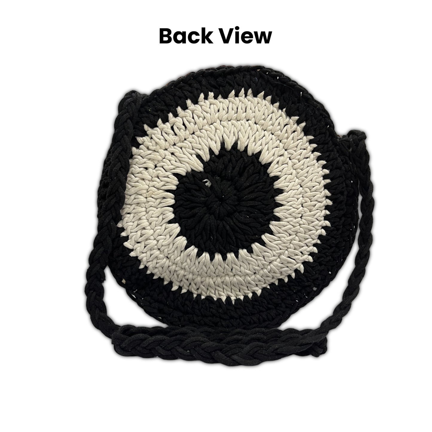 Hancrafted White Round Crochet Crossbody Bag for Women (ClassicOrbit)