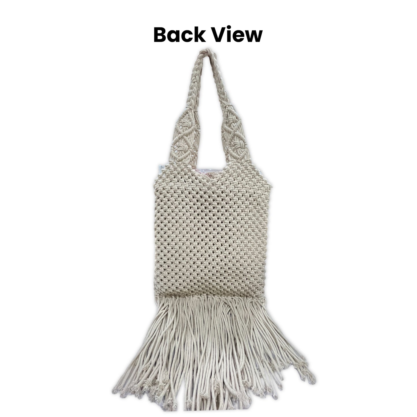 Handcrafted Macrame Tote Bag with Braided Handles for Women (WhiteBreeze)