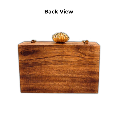 Maharani Wooden Embroidered Clutch -Ritual Edit