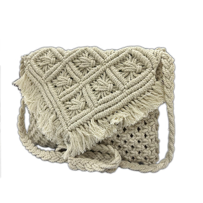 Handcrafted Macrame Sling Bag with Fringe for Women (Soul Weaver)