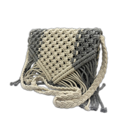 Handcrafted Macrame Grey Sling Bag for Women (Mistletoe)