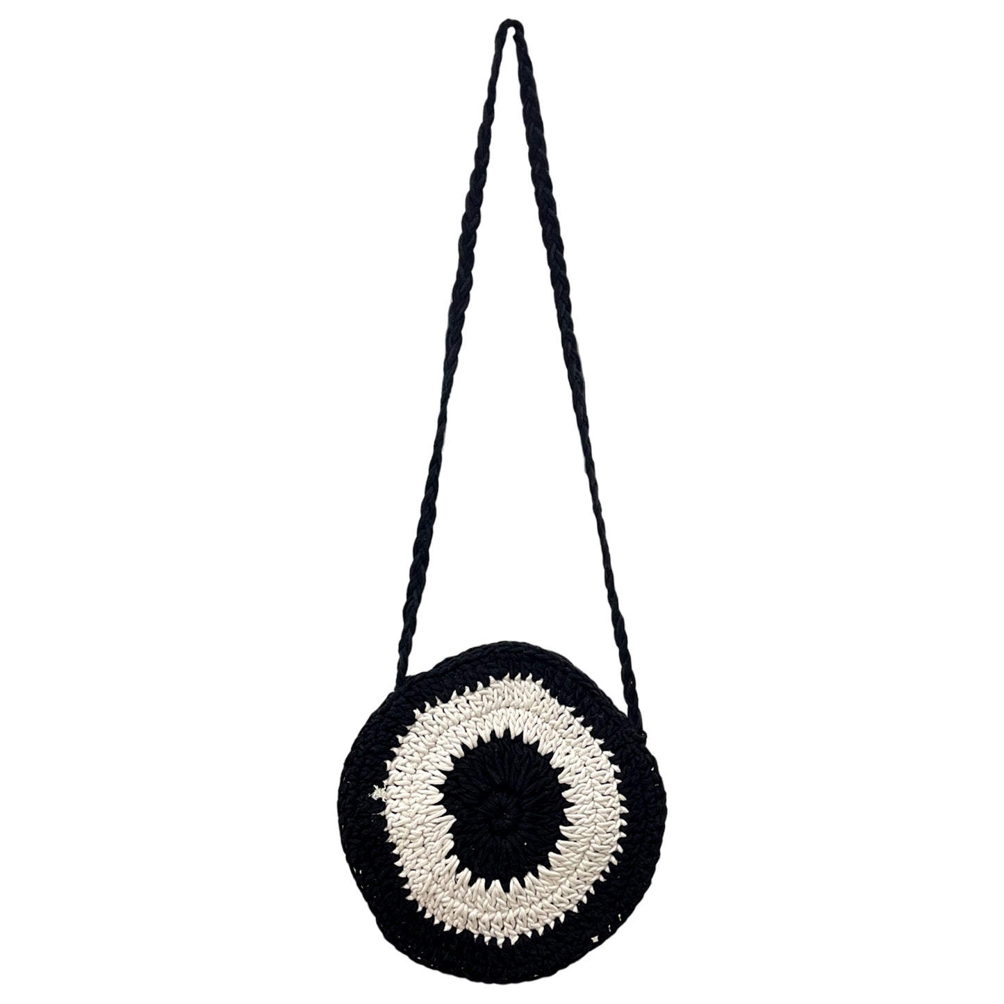 Hancrafted White Round Crochet Crossbody Bag for Women (ClassicOrbit)