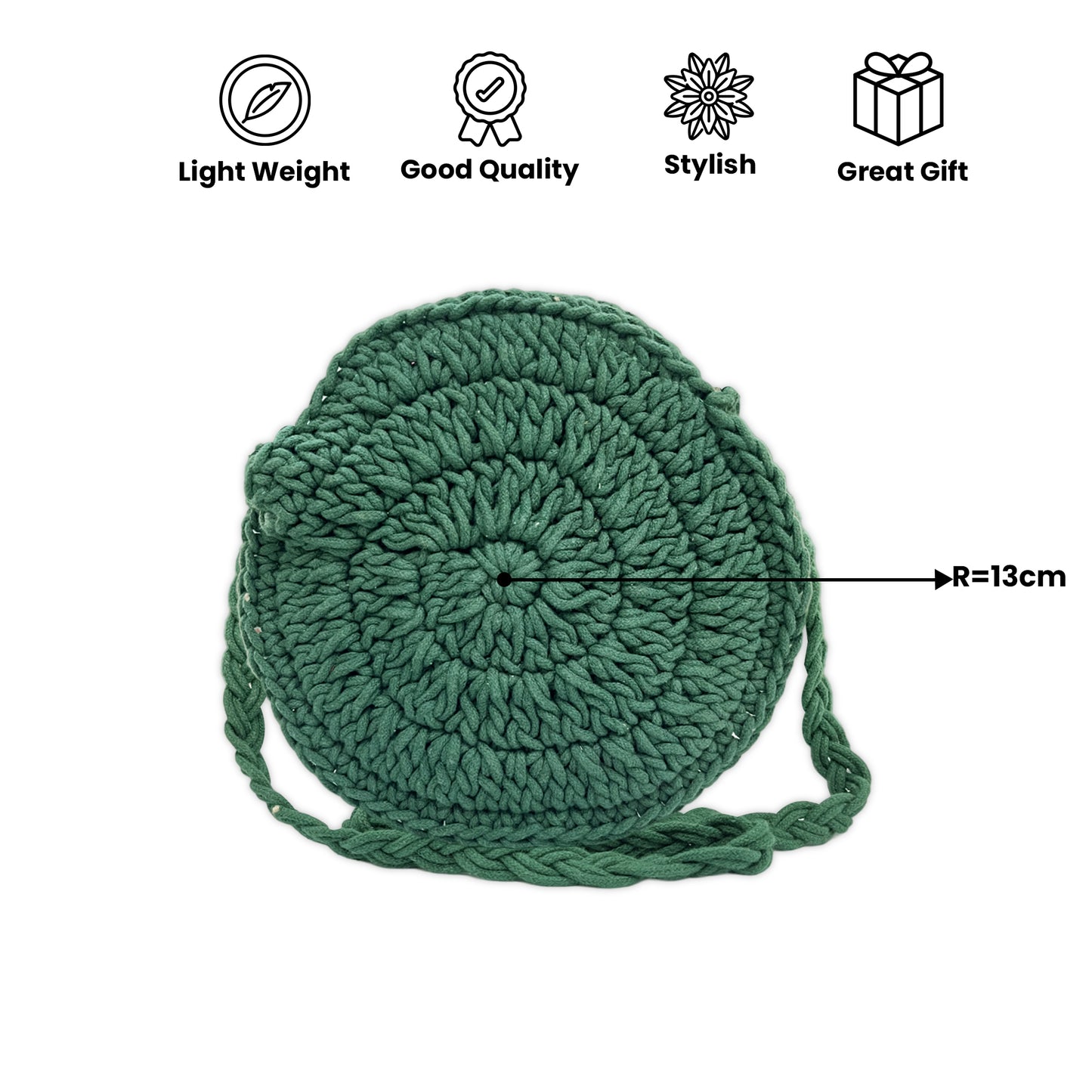 Handcrafted Macrame Round Crochet Crossbody Bag for Women (SpiralSea)