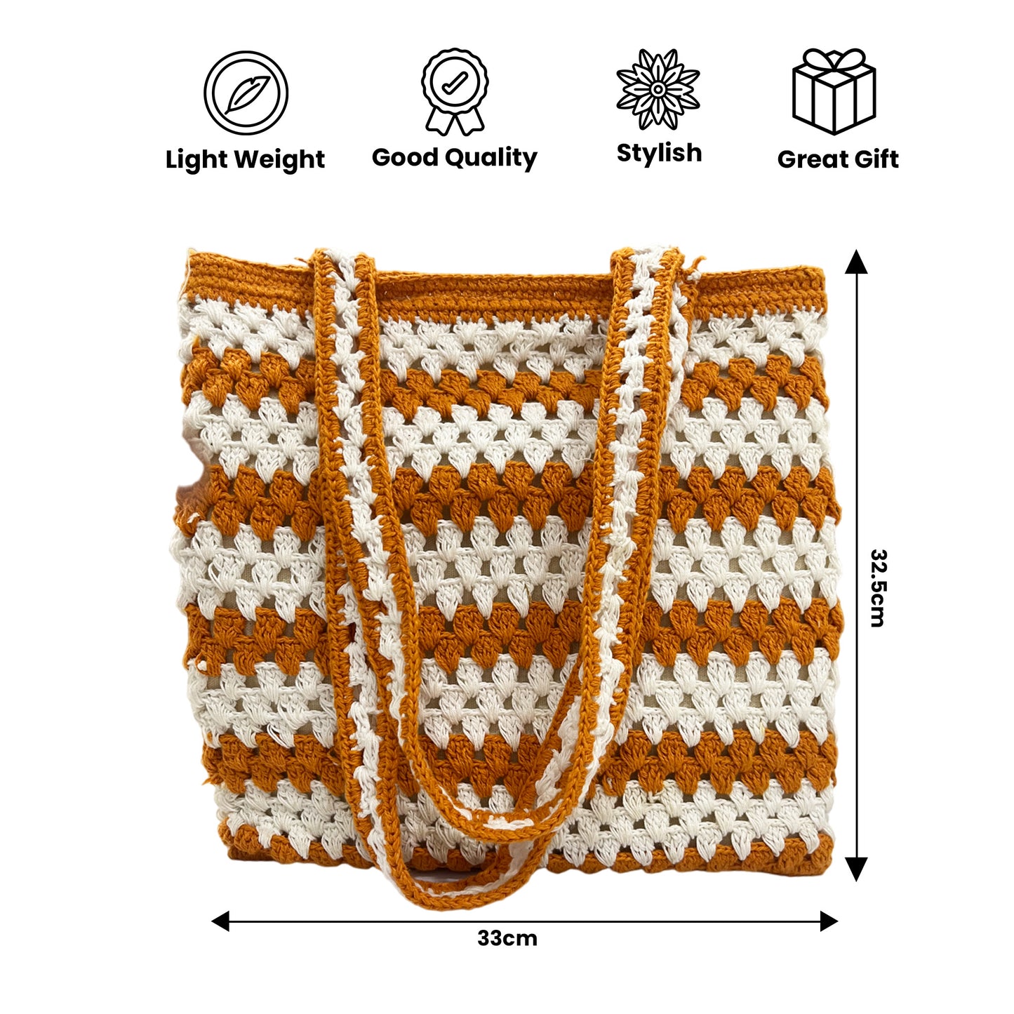 Handcrafted Macrame Orange Tote Bag for Women (Orange Loom)