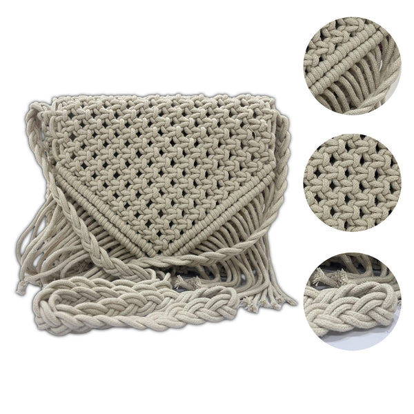 Handcrafted Macrame Bag with Braided Strap for Women (WovenEssence)